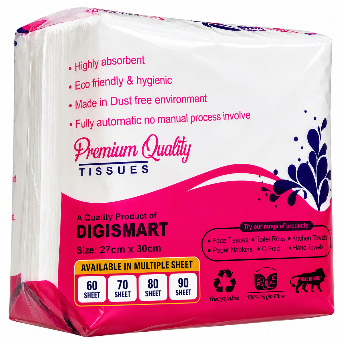 KIYA Napkin 27x30 cm, Soft & Absorbent Paper Napkin, Available in Multiple Sheet Counts, Hygienic Disposable Napkins for Home, Office & Commercial Use