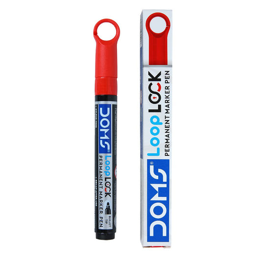 Doms Refilo Non-Toxic Hi-Tech Refillable Loop Lock Permanent Marker Pen (RED)