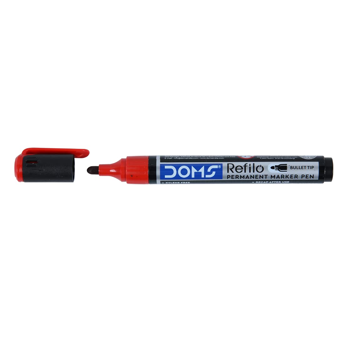 Doms Refilo Non-Toxic Hi-Tech Refillable Permanent Marker Pen (RED)