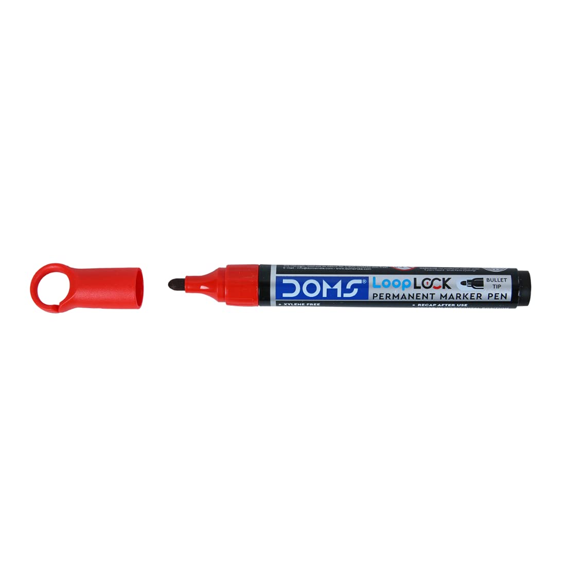 Doms Refilo Non-Toxic Hi-Tech Refillable Loop Lock Permanent Marker Pen (RED)