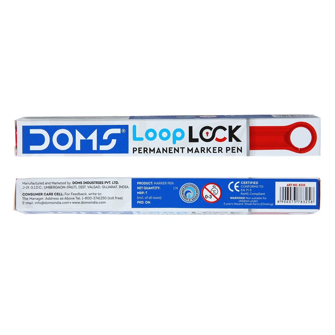 Doms Refilo Non-Toxic Hi-Tech Refillable Loop Lock Permanent Marker Pen (RED)