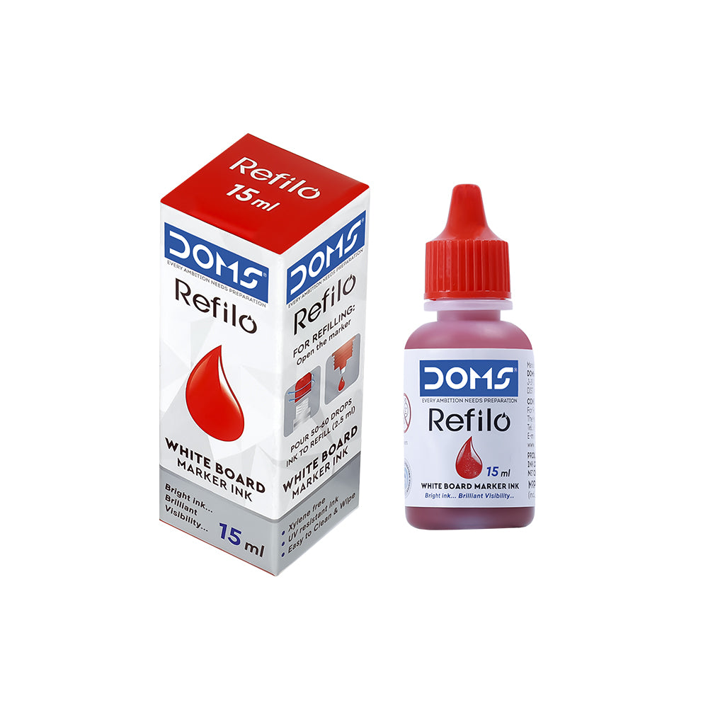 DOMS Refilo White Board Marker Ink – Red 15ML