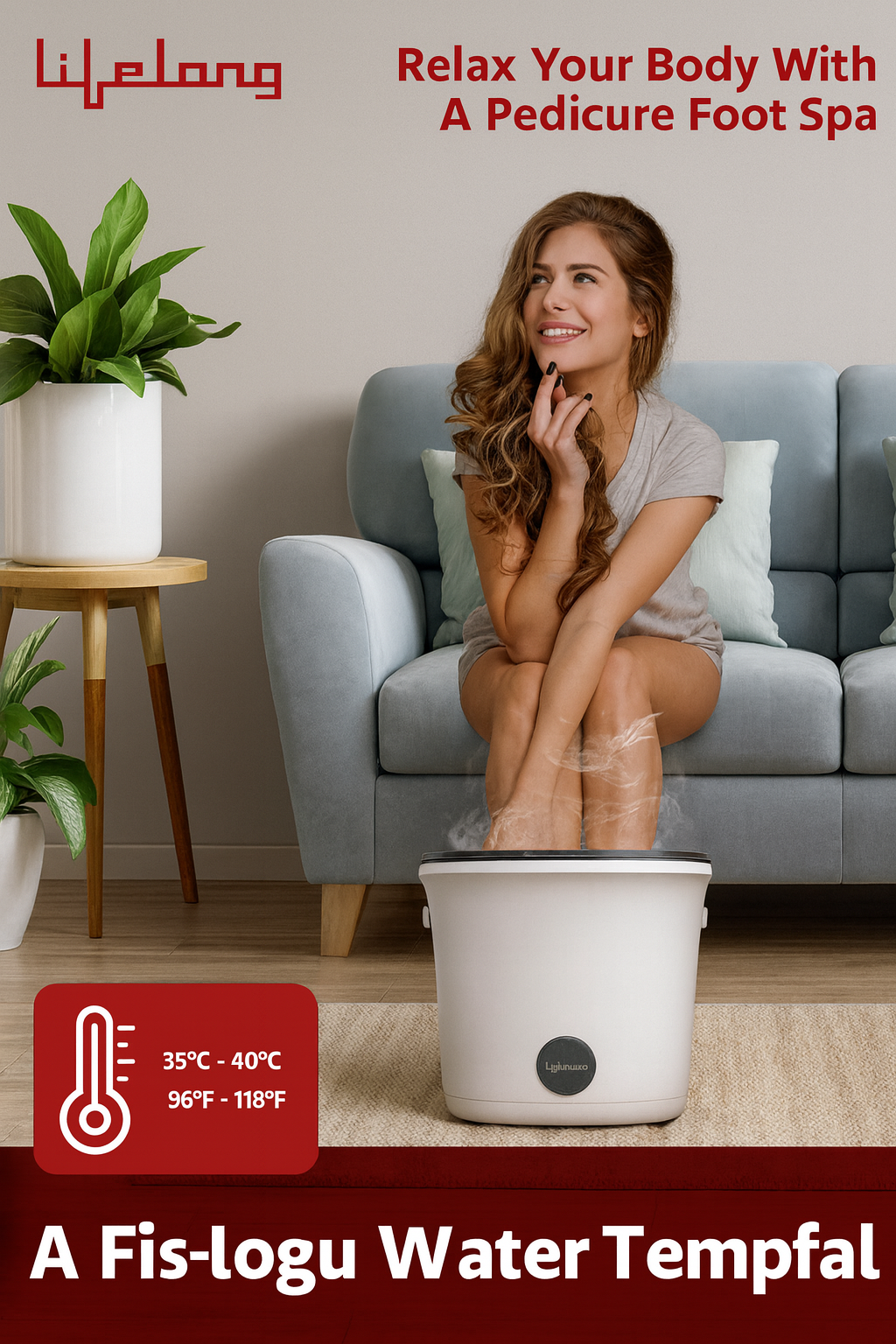 Lifelong Premiun Foot Spa Massager Machine For Pain Relief & Relaxation - Portable & Automatic Foot Spa - Leg Massager Pedicure Tub With Bubble,6 Massage Roller,Heat For Home Comfort & Wellness