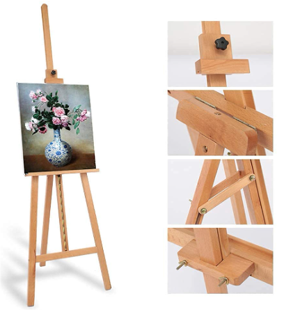 DIGISMART® Premium Artist Wooden Easel Stand 5 FEET with Angle and Height Adjustment for Canvas Painting Display 5 ft [154 cm]