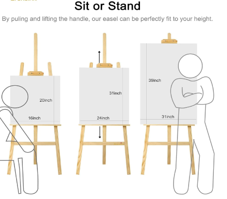 DIGISMART® Premium Artist Wooden Easel Stand 5 FEET with Angle and Height Adjustment for Canvas Painting Display 5 ft [154 cm]