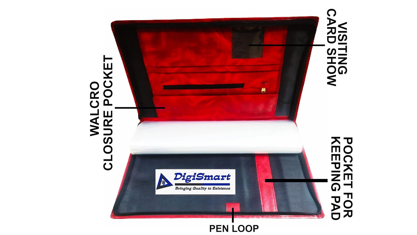 Digismart* Portfolio File Folder No.440-B4 (20 Document Sleeves) / Executive Folder/Conference Folder/Portfolio Chain Bag/Document Bag (B4 or Degree Size: 16 X 11 inch) Red, Brown Color