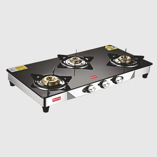 Skyline Premium 3 Burner Glass Gas Stove – Stylish & Powerful Cooking VTL1818