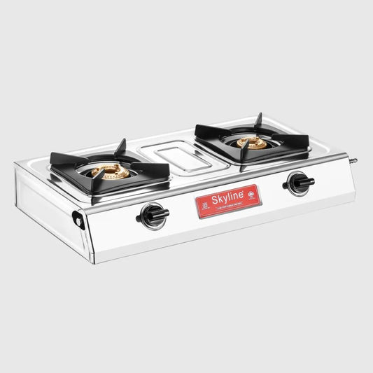 Skyline Stainless Steel LPG Gas Stove VTL-2112 | 2 Burner | Durable & Efficient Kitchen Stove