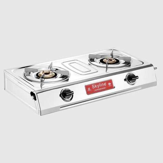 Skyline Stainless Steel LPG Gas Stove VTL-2113 | 2 Burner | Heavy Duty & Efficient Kitchen Stove