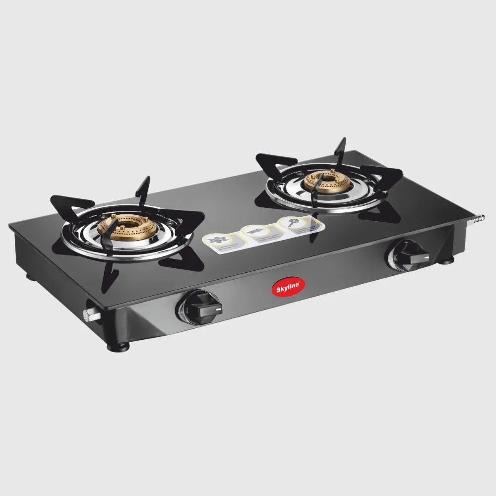 Skyline Double Burner Gas Stove | High Efficiency Brass Burners | Stainless Steel Body VTL - 2323