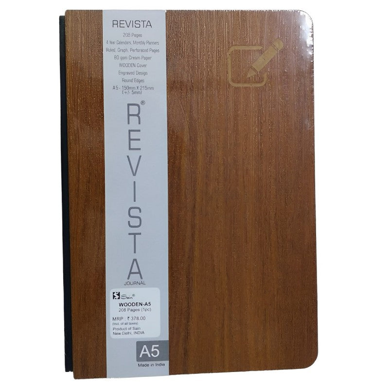 Digismart Wooden-A5 208 Pages Notebook Diary Non Dated 6 by 8.5 inch Note Book or Journal for Office and Personal use, Think Different