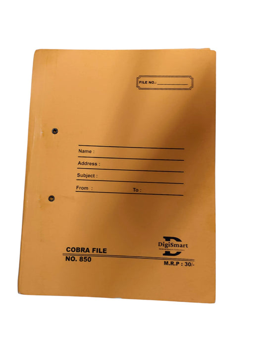 DIGISMART COBRA FILE NO 850 ( 23 KGS BOARD ) PO1 Spring Cobra Clip File Folder for A4, Legal, Letter Size, Office Document, Certificates, Assignment, Office, School and Colleges