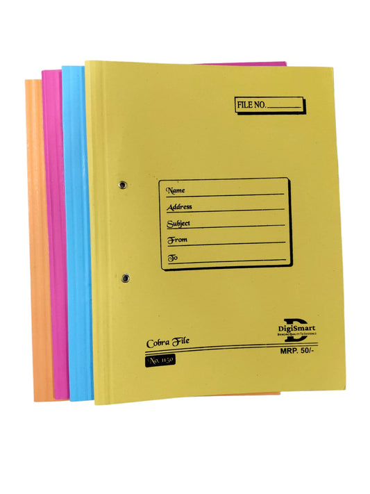 DIGISMART COBRA FILE NO 1150 ( 31 KGS BOARD ) PO1  Spring Cobra Clip File Folder for A4, Legal, Letter Size, Office Document, Certificates, Assignment, Office, School and Colleges - Superior 540 GSM Cardboard (24)