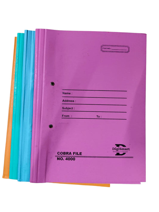 DIGISMART DELUXE COBRA DOUBLE PASTING 4000 (23+27 KGS Bord) Spring Cobra Clip File Folder for A4, Legal, Letter Size, Office Document, Certificates, Assignment, Office, School and Colleges - Superior 540 GSM Cardboard (24)