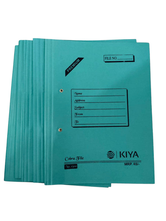 KIYA COBRA FILE NO 1300 ( 27 KGS BOARD ) Spring Cobra Clip File Folder for A4, Legal, Letter Size, Office Document, Certificates, Assignment, Office, School and Colleges