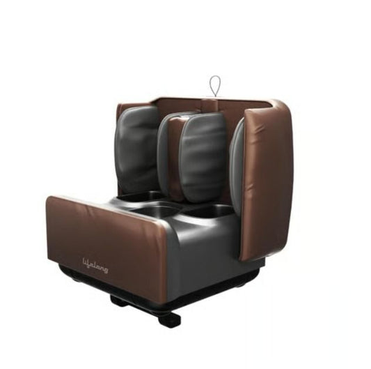 Scoffco Lifelong 2 In 1 Foot&Leg Massager Machine&Foldable Ottoman Rest For Home Pain Relief Massage For Legs Heat + Rolling,Kneading,Shiatsu,Vibration&Air Compression-Massages Ankle&Calf Too,Brown
