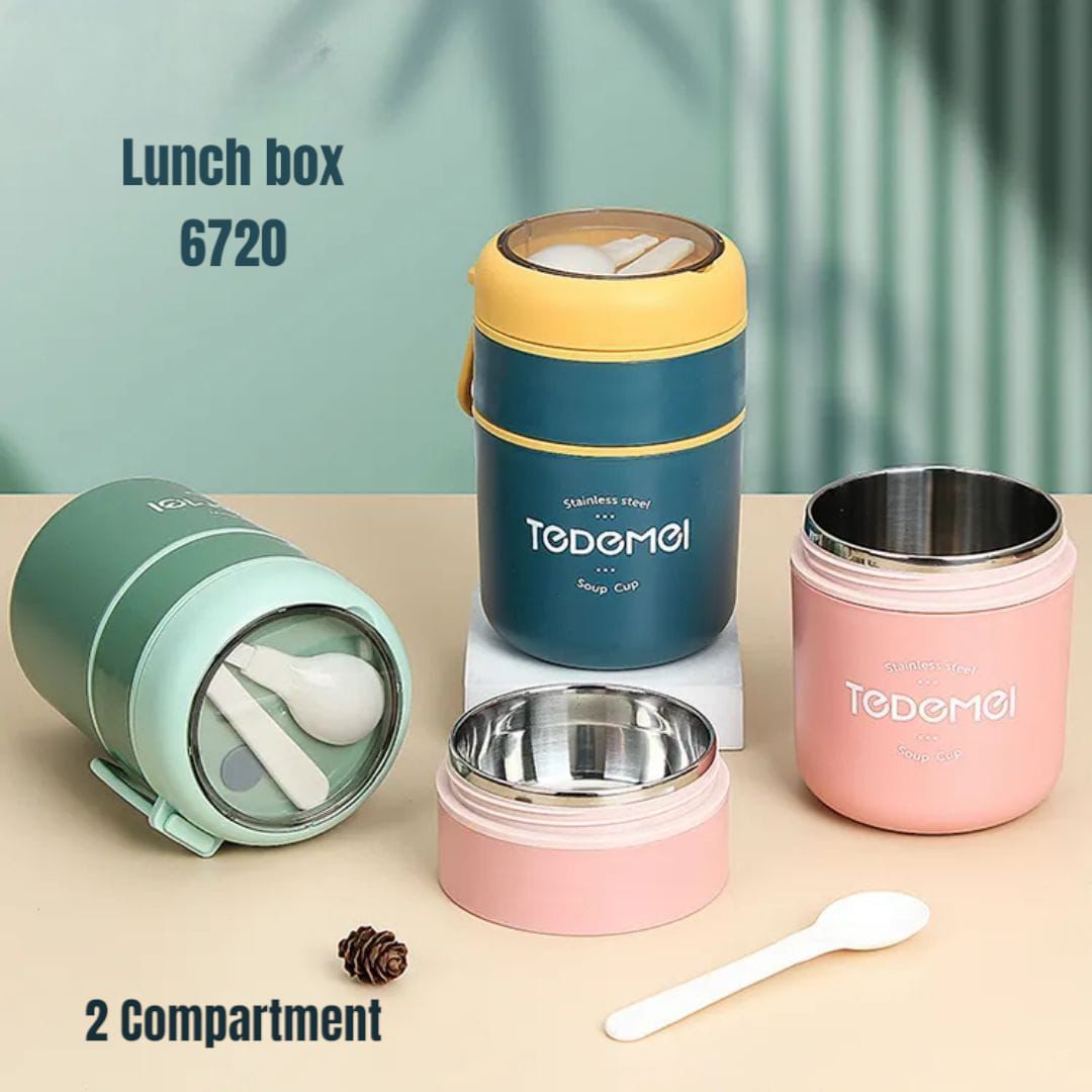 Scoffco Tedemei 6720 Lunch Box features a 2-layer stainless steel design with 710 ml capacity
