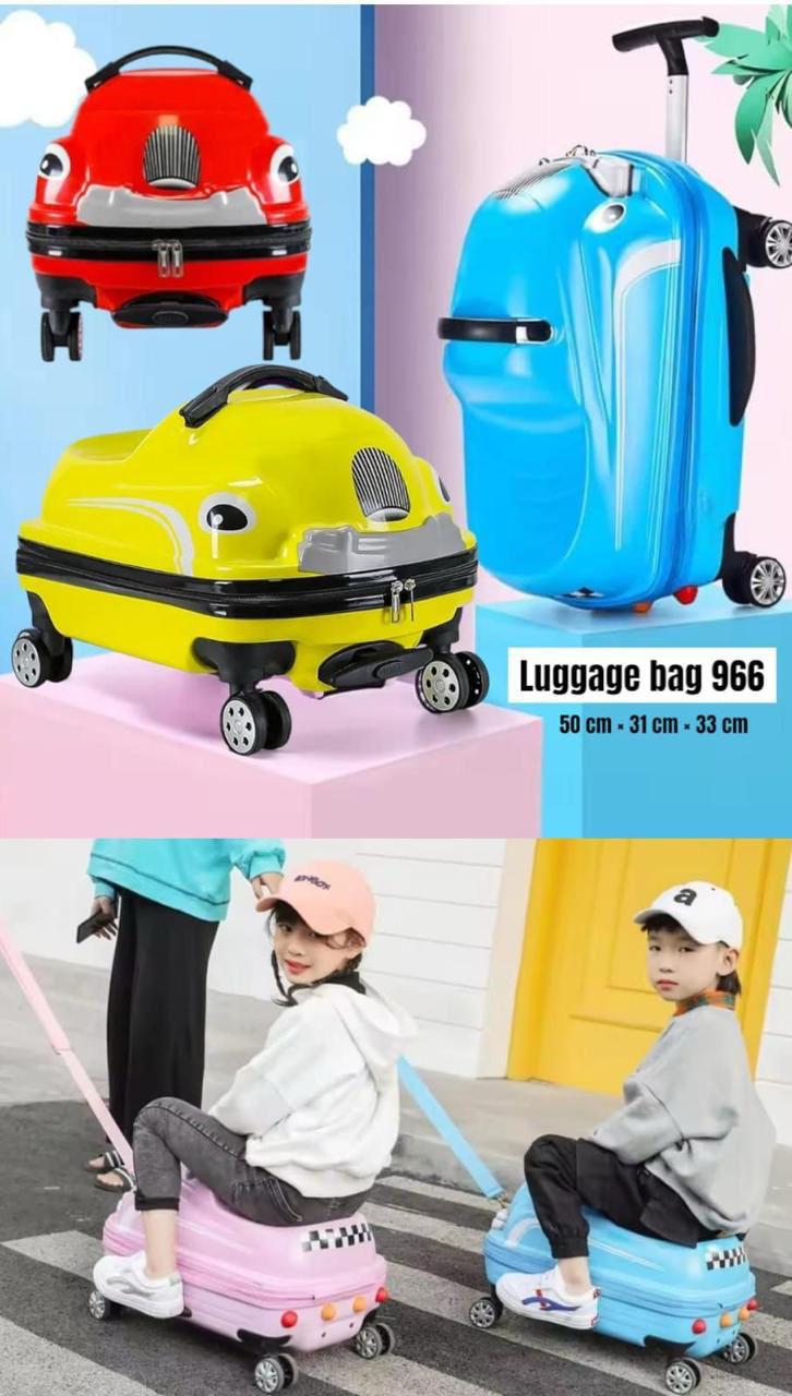 SCOFFCO Kids Ride-On Luggage Bag 966 – Hard Shell Travel Suitcase with Wheels & Handle for Kids (Rideable Cabin Trolley)