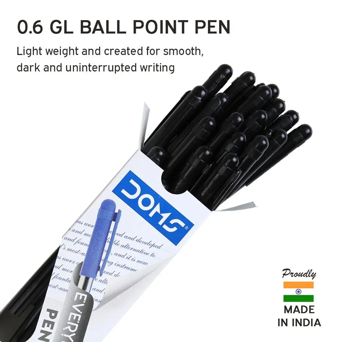 Doms DF 0.6 GL Ball Point Pens (Black, Pack of 20 ) - Image #3