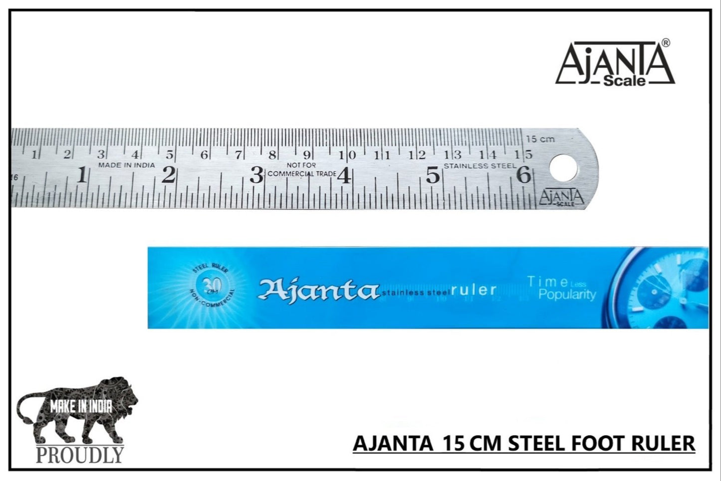 Ajanta - Stainless steel Ruler scale 6inch/15cm