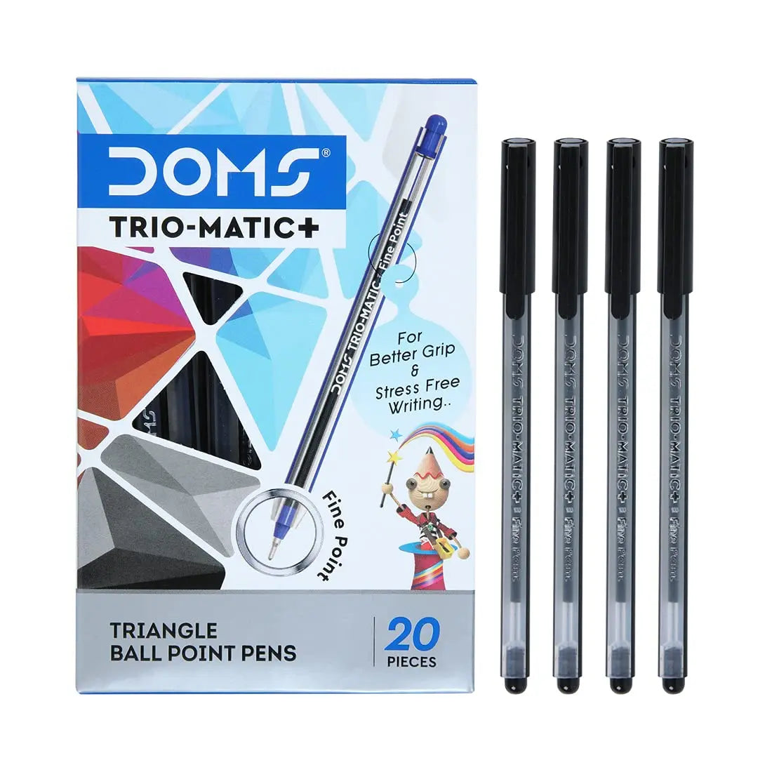 Doms Trio-Matic + Ball Point Pens (Assorted colors Blue, Black, Red Pack of 20 x 1 Set) - Image #6