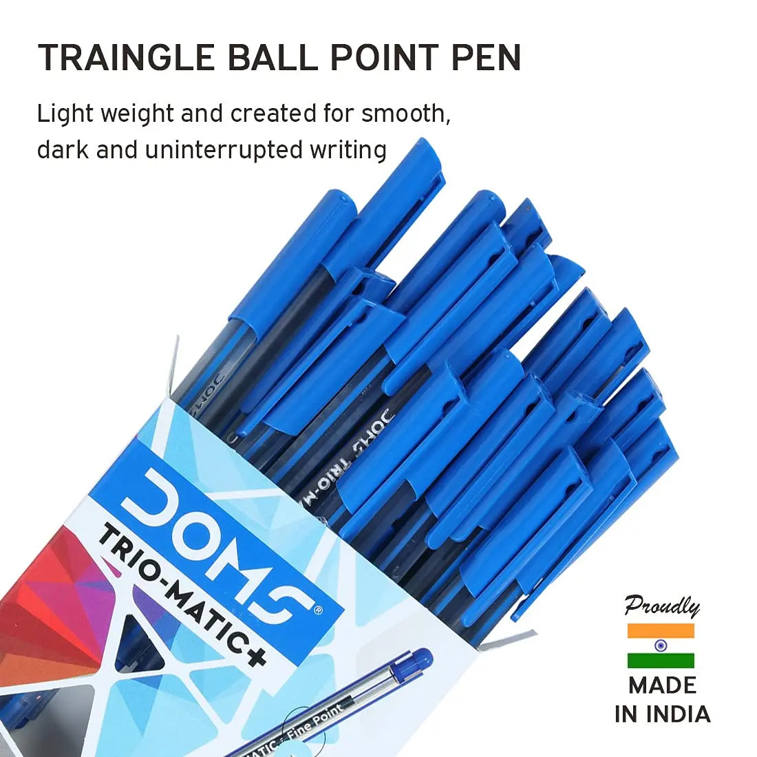 Doms Trio-Matic + Ball Point Pens (Assorted colors Blue, Black, Red Pack of 20 x 1 Set) - Image #3