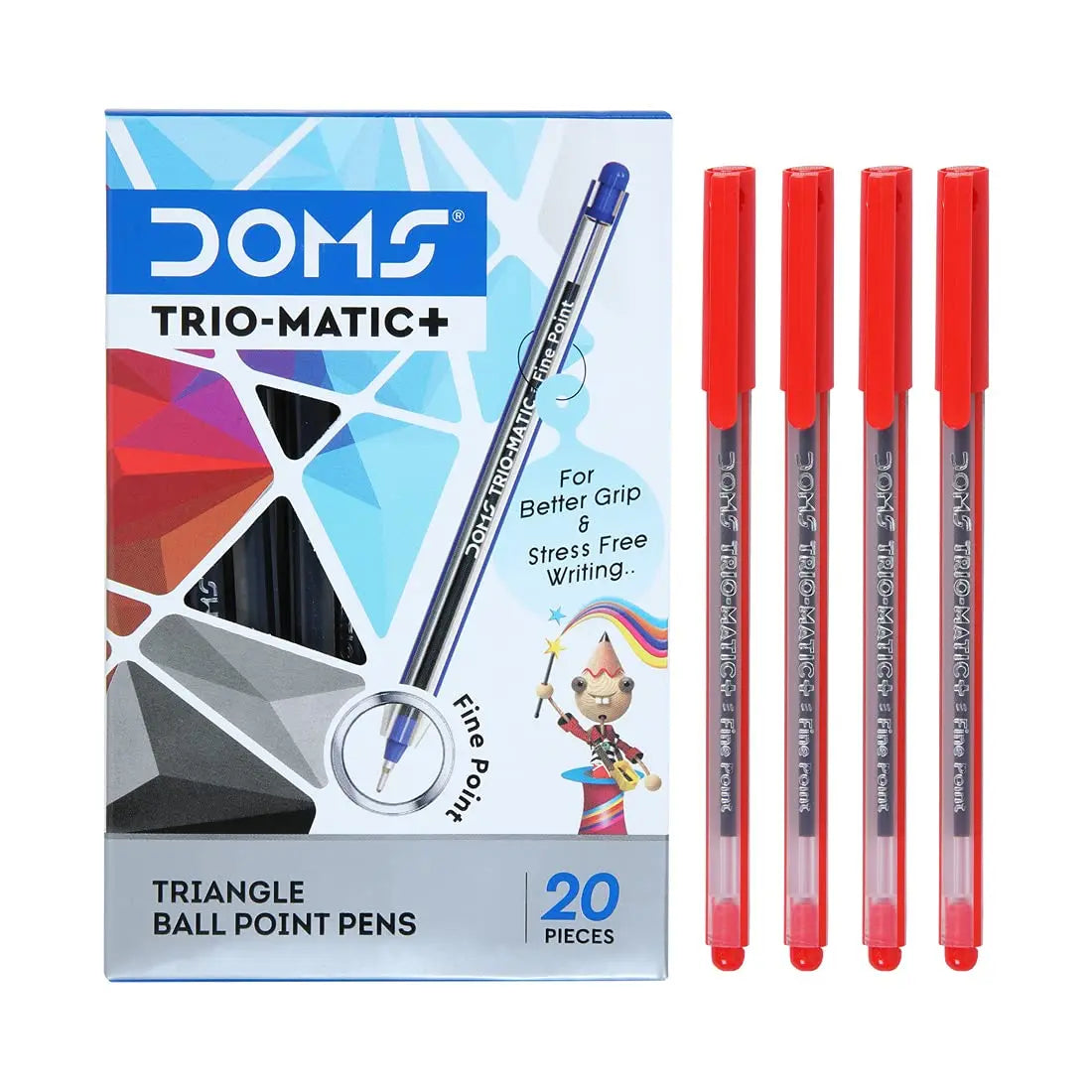 Doms Trio-Matic + Ball Point Pens (Assorted colors Blue, Black, Red Pack of 20 x 1 Set) - Image #7