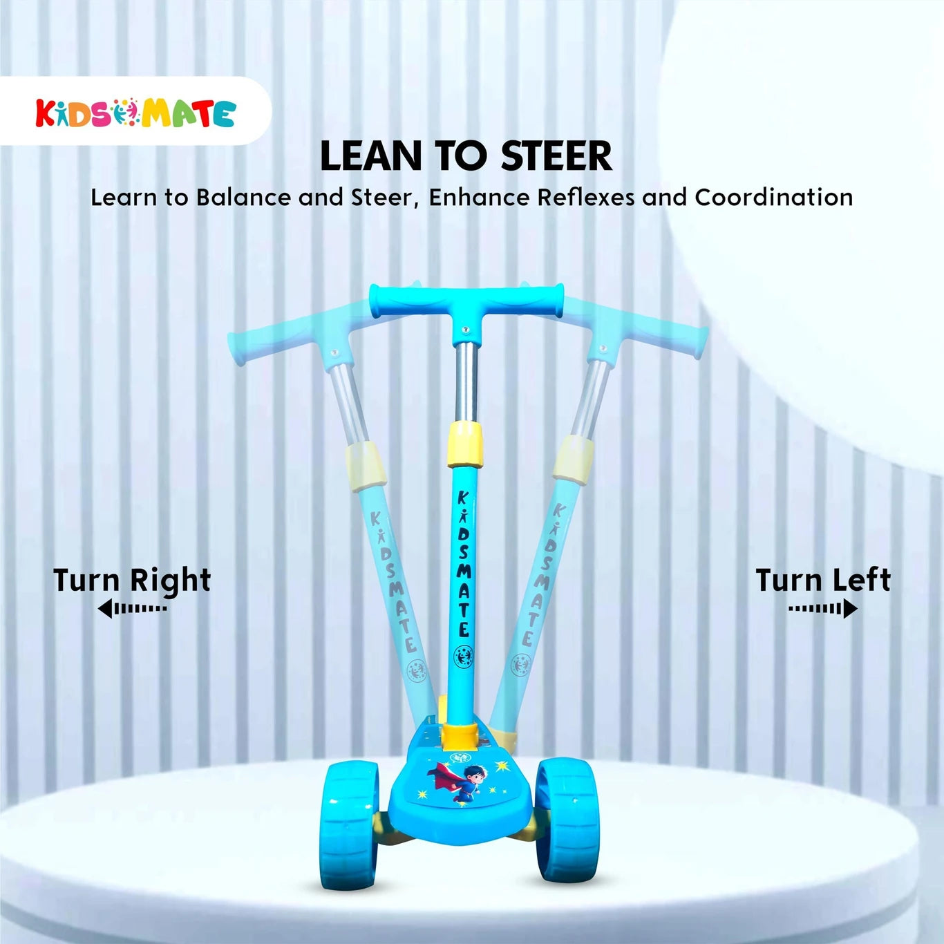 Kidsmate Cruiser 3 Wheels Skating Kick Scooter for Kids | Foldable & Adjustable Height Kids Scooter (ASL)