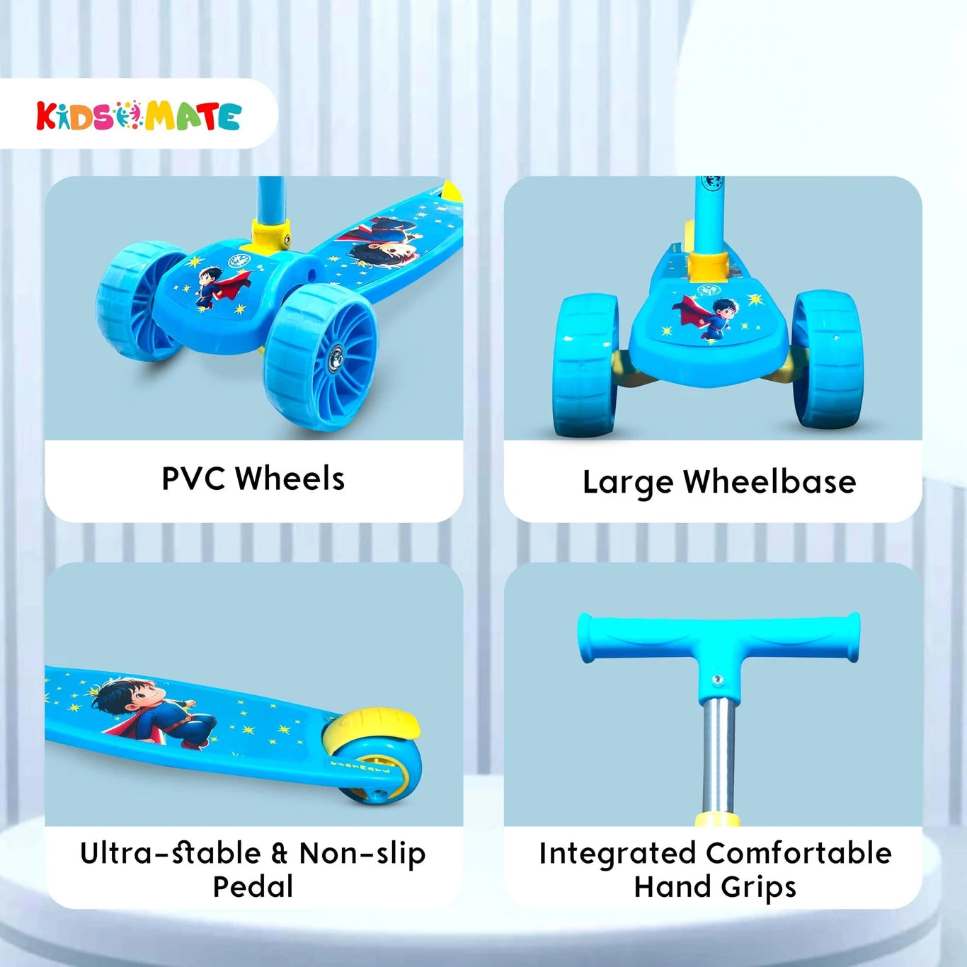 Kidsmate Cruiser 3 Wheels Skating Kick Scooter for Kids | Foldable & Adjustable Height Kids Scooter (ASL)