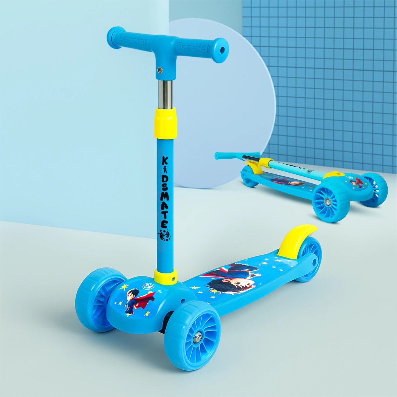 Kidsmate Cruiser 3 Wheels Skating Kick Scooter for Kids | Foldable & Adjustable Height Kids Scooter (ASL)