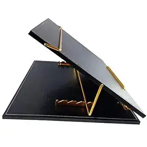 KEBICA Leather Table Top Elevator for Writing, 15 x 21 inch Laptop Elevator Study Table Foldable Work from Home Table Black Adjustable Writing/Sketching/Drawing Table top (Black) - Image #2