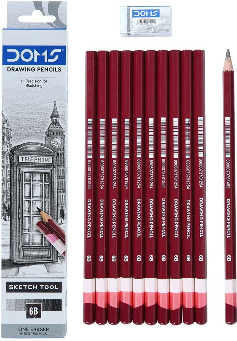DOMS Drawing & Sketching Pencil – 6B Grade, High-Quality Graphite Pencil for Drawing, Shading & Sketching