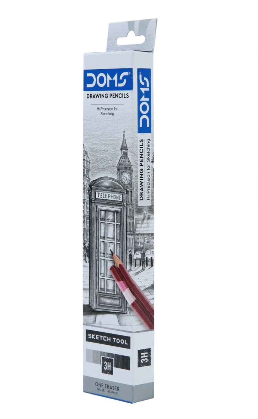 DOMS Drawing & Sketching 3H Graphite Pencil | Hard Grade Pencil for Technical Drawing, Sketching & Fine Details
