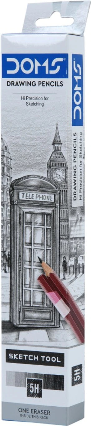 DOMS Drawing & Sketching 5H Graphite Pencil | Hard Lead for Technical Drawing, Fine Lines & Detailed Sketching