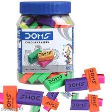 DOMS COLOURED ERASER 100PCS JAR PACK