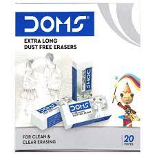 DOMS EXTRA LONG DUST FREE ERASER 20 PCS PACK