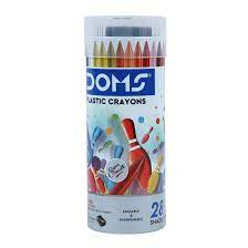 DOMS PLASTIC CRAYONS 28 SHADES TIN