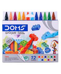 DOMS GROOVE PLASTIC CRAYONS 12 SHADES