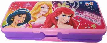 SKI duster big disney princess Art Plastic Pencil Box  (Set of 1, Pink, Purple)