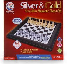 Ratnas Premium Quality Travelling Silver Gold Magnetic chess set Strategy & War Board Game