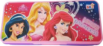 SKI duster big disney princess Art Plastic Pencil Box  (Set of 1, Pink, Purple)