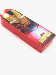 SKI 3D Crysta Iron Man Printed Pencil Box with Accessories for Kids Double Level Plastic Pen /Pencil/Stationary Holder with Pencil Eraser Scale &sharpner Iron Man Art Plastic Pencil Box