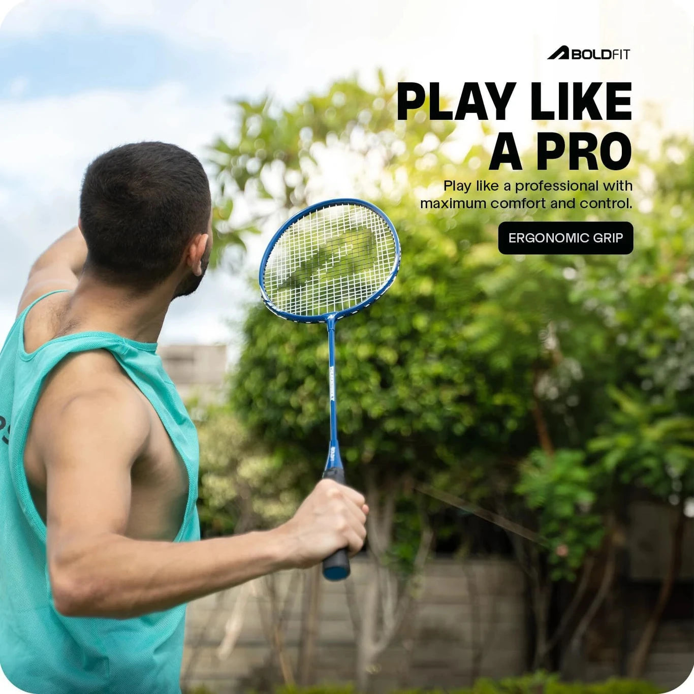 BOLDFIT Badminton Racquet with Cover Blue Strung Badminton Racquet (ASL)