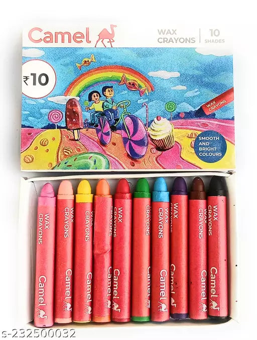 Wax Crayons | Camlin | 10 Shades | Extra Smooth & More Bright | Pack of 5