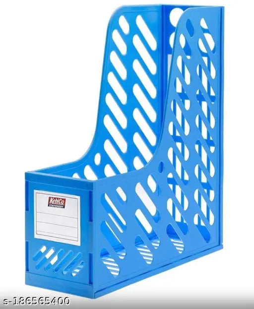 Kebica 1 Compartments Hard Plastic Book and Magzine Shelf Plastic Magazine Case Holder Stand ( Blue )