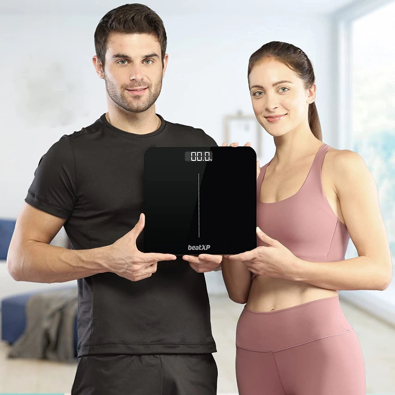beatXP Gravity Elite Digital Weighing Scale for Body Weight with 6 mm Thick Tempered Glass | Electronic Weight Machine with High Precision Sensors & Backlit LCD Panel |