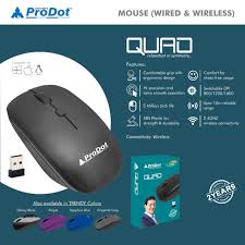 ProDot Quad(Made in India) Wireless Mouse, 2.4GHz with Nano receiver, 4 buttons (Matte)