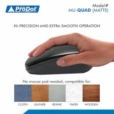 ProDot Quad(Made in India) Wireless Mouse, 2.4GHz with Nano receiver, 4 buttons (Matte)