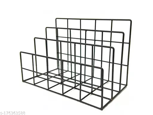 Kebica Compartments Home and Office Holder Metal & Plastic Slot Rack Line Holder For File, Magazine Storage