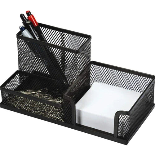 Kebica Metal Mesh Desktop Organizer Pen and Pencil Stationery Storage Holder for Home and Office Supplies (3 Compartment)